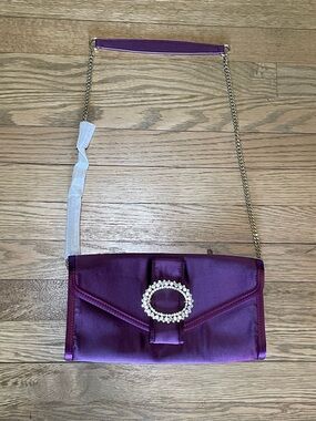 Lilly Pulitzer Benton Satin Evening Clutch Amarena Cherry w/ Crystal Accent
